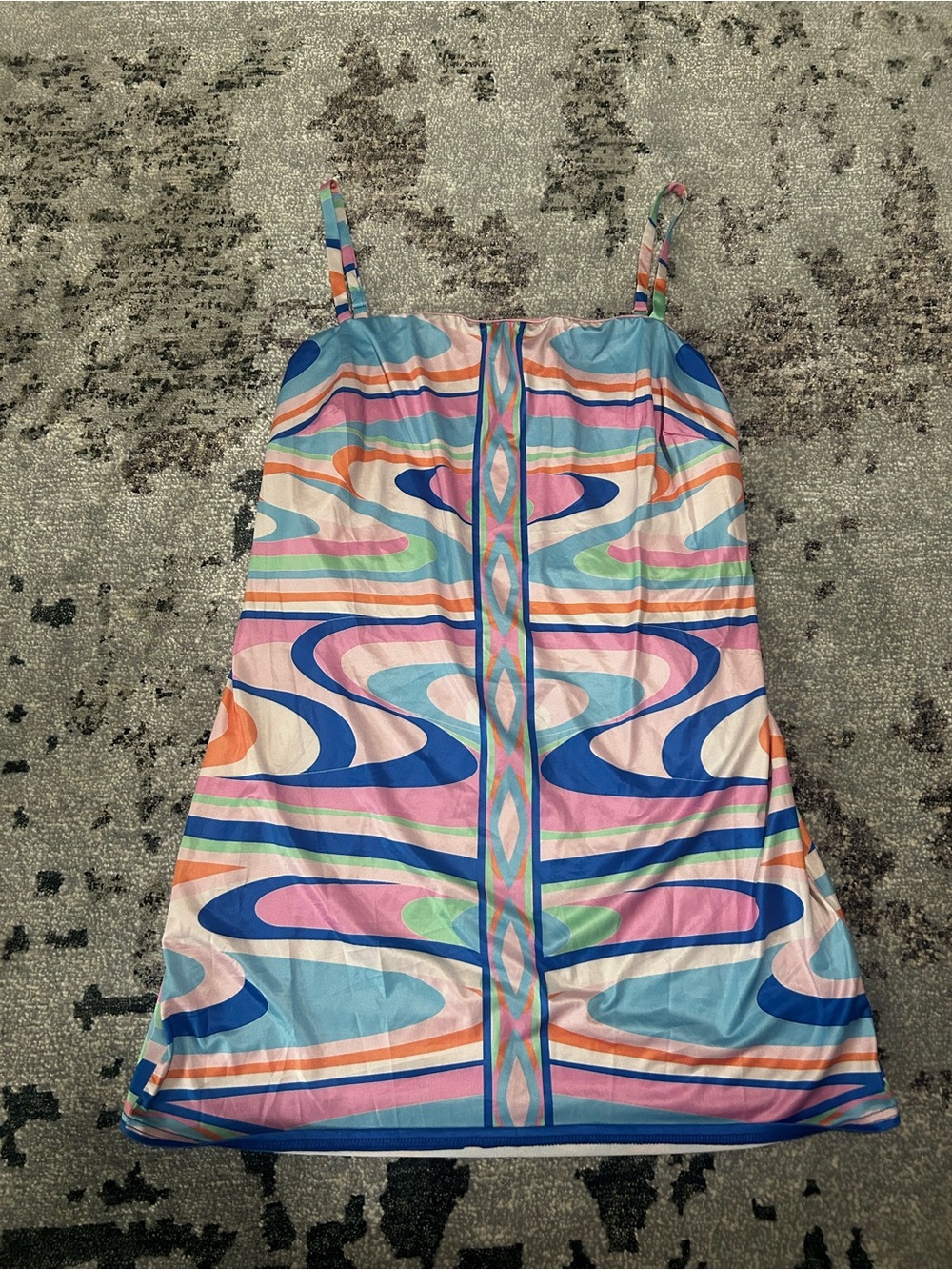 Fashion Nova Multicolor Psychedelic Mini Dress - Pink Blue Orange Green